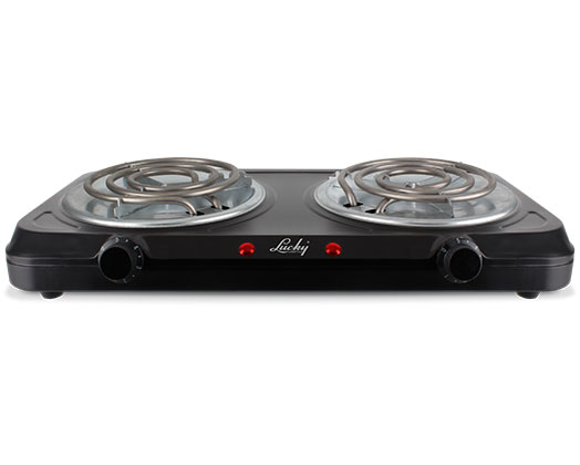 Lucky Hotplate Adjustable Temperature Black Double Plate 2000W 