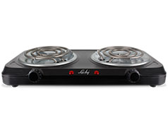 Lucky Hotplate Adjustable Temperature Black Double Plate 2000W 
