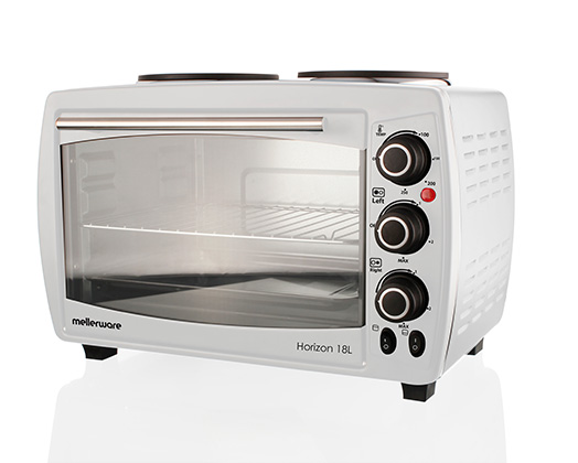Mellerware Mini Oven With 2 Hotplates Stainless Steel White 18l 2400W "Horizon 18"