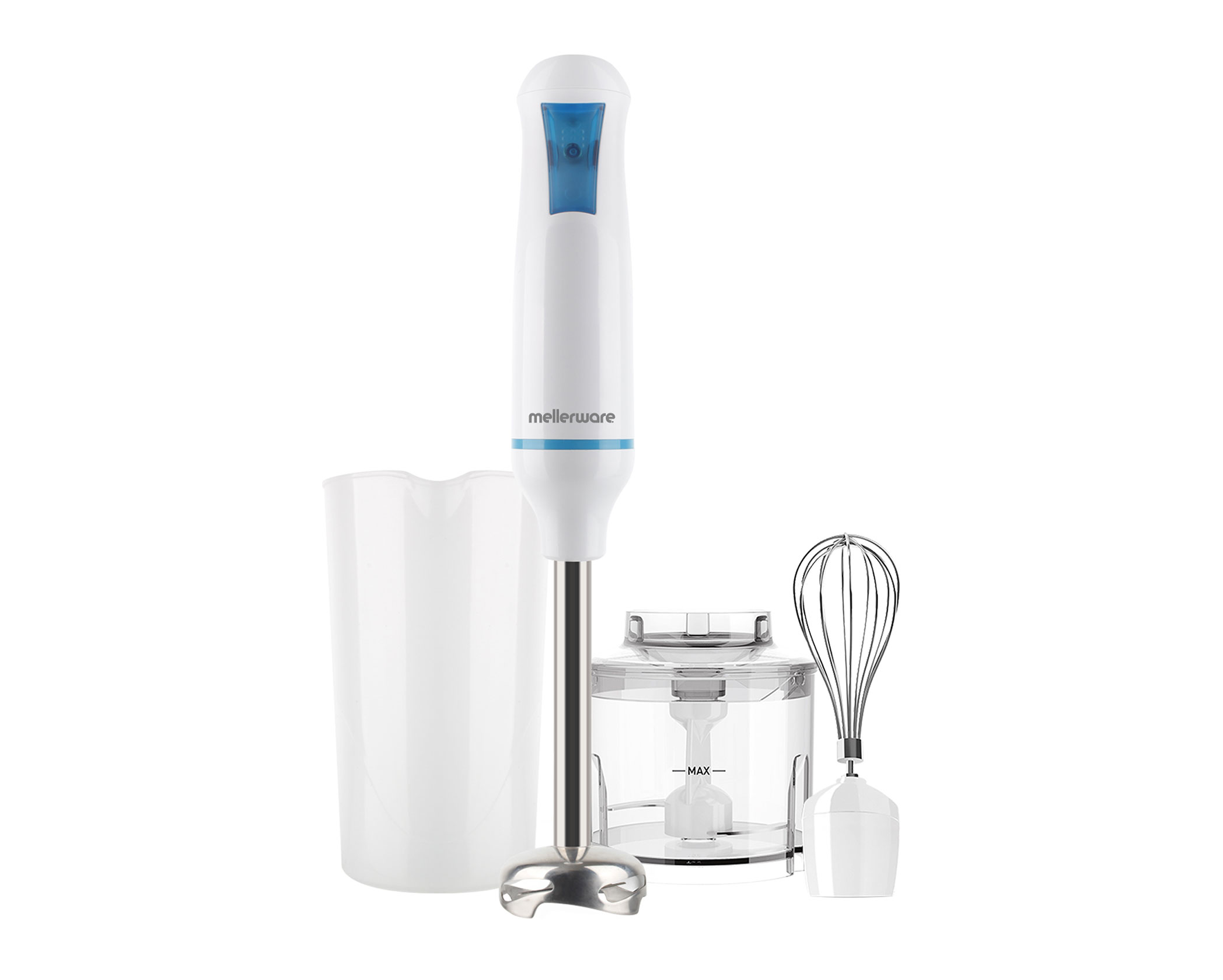 Mellerware Stick Blender With Attachments Stainless Steel White Single