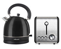 Mellerware Pack 2 Piece Set Stainless Steel Black Kettle And Toaster "Eclipse"
