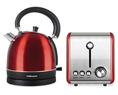 Mellerware Pack 2 Piece Set Stainless Steel Red Kettle And Toaster "Crimson"