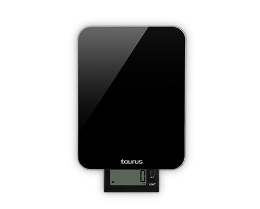 Taurus Kitchen Scale Battery Operated Glass Black 10kg 3V "Effortless LCD"