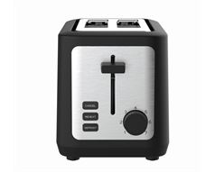 Mellerware Toaster 2 Slice Plastic Black Stainless Steel Trim 7 Heat Settings 760W "Metro"