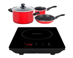 Mellerware Pack 5 Piece Black Induction Cooker And Pot Set 1800W "Capri" #