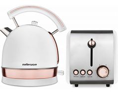 Mellerware Pack 2 Piece Set Stainless Steel White Kettle And Toaster "Rose Gold" #