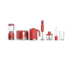Solac Pack 4 Piece Red Kettle + Toaster + Jug Blender + Stick Blender "Sevilla Red"